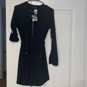 XS Black Dress Silver Zipper
